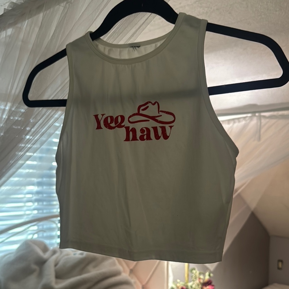 White Yee Haw Crop Top